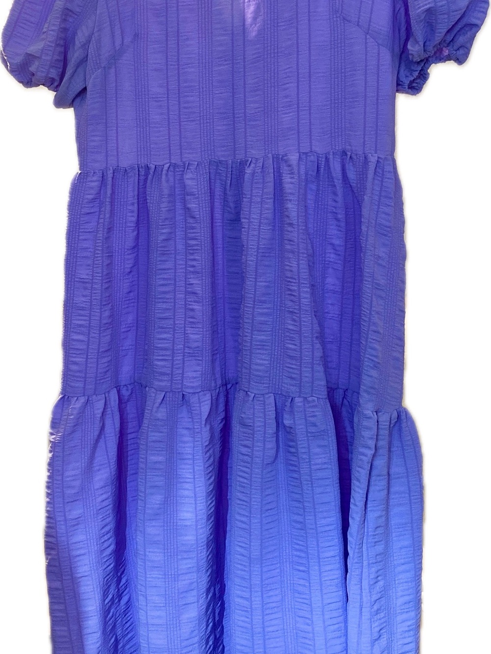 Tiered Puff-Sleeve Maxi Dress in Violet